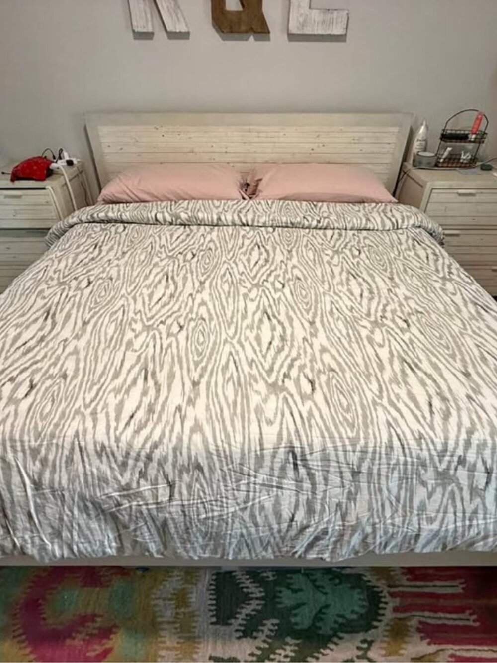 West Elm Woodgrain Ikat KING Grey Duvet Cover.ONLY. NO SHAMS